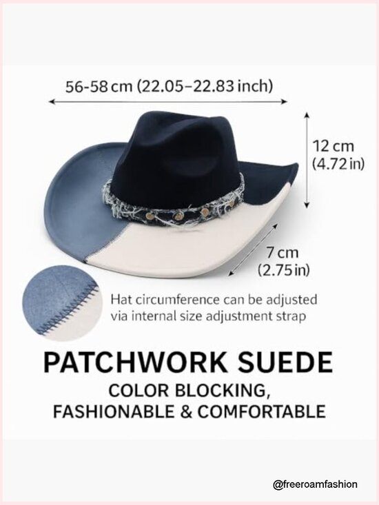 Wide Brim Cowboy Hat with Chinstrap Western Cowgirl Hat for Party main image 7
